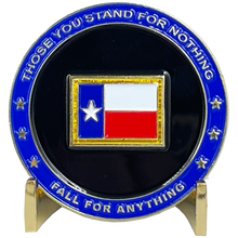 Load image into Gallery viewer, BL3-005 Texas BACKS THE BLUE Thin Blue Line Police Challenge Coin with free matching State Flag pin back the blue Sheriff trooper