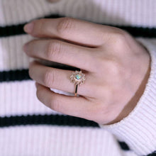 Load image into Gallery viewer, The Precious - Halo Diamond Black Opal Engagement Ring 18K Yellow Gold