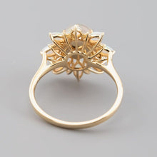 Load image into Gallery viewer, The Precious - Halo Diamond Black Opal Engagement Ring 18K Yellow Gold