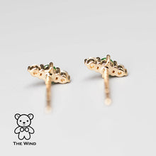 Load image into Gallery viewer, Three Stone Diamond Tsavorite Garnet Stud Earrings 18K Yellow Gold