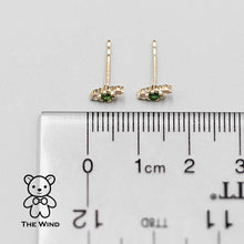 Load image into Gallery viewer, Three Stone Diamond Tsavorite Garnet Stud Earrings 18K Yellow Gold