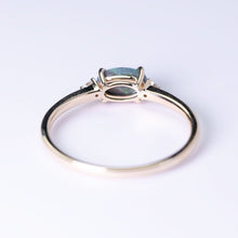 Load image into Gallery viewer, Three Stones Black Opal Diamond Engagement Ring 14K Yellow Gold