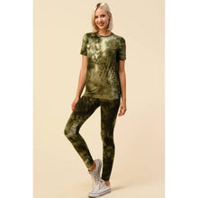 Load image into Gallery viewer, Tie Dye Round Neck Short Sleeve Top and Leggings Set [Available in Black or Olive] - One Size S/M
