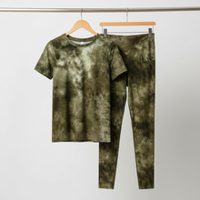 Load image into Gallery viewer, Tie Dye Round Neck Short Sleeve Top and Leggings Set [Available in Black or Olive] - One Size S/M