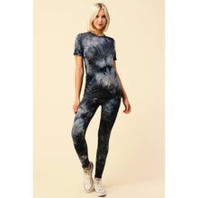 Load image into Gallery viewer, Tie Dye Round Neck Short Sleeve Top and Leggings Set [Available in Black or Olive] - One Size S/M