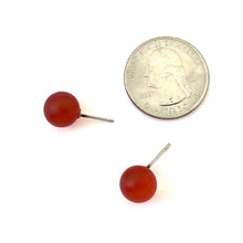 Load image into Gallery viewer, Tomato Red Frosted Petite Ball Stud Earrings