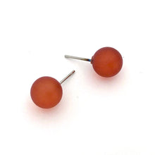 Load image into Gallery viewer, Tomato Red Frosted Petite Ball Stud Earrings
