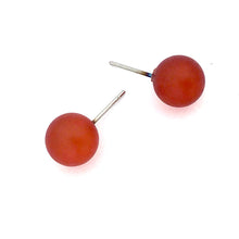 Load image into Gallery viewer, Tomato Red Frosted Petite Ball Stud Earrings