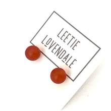 Load image into Gallery viewer, Tomato Red Frosted Petite Ball Stud Earrings