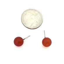 Load image into Gallery viewer, Tomato Red Frosted Petite Ball Stud Earrings