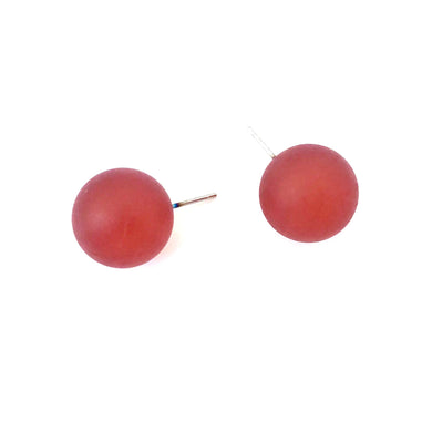 Tomato Red Frosted Jumbo Ball Stud Earrings