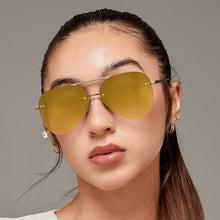 Load image into Gallery viewer, Smaller Megan 2 Mirrored Bronze - Tangle Free Aviator Sunglasses