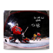 Load image into Gallery viewer, Trent Frederic First NHL Goal Boston Bruins Autographed 11" x 14" Hockey Photo with Inscription