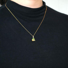 Load image into Gallery viewer, Triangle Fire Opal 18K Yellow Gold Pendant Necklace with Diamond