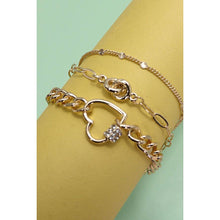 Load image into Gallery viewer, Trio Layer Heart Charm Bracelet | Gold Tone Jewelry