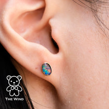 Load image into Gallery viewer, Minimalist Oval Shaped Triplet Opal Stud Earrings 18K Yellow Gold