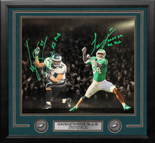 Load image into Gallery viewer, Jeremiah Trotter Sr &amp; Jr Philadelphia Eagles Autographed 16x20 Framed Photo with Draft Inscriptions