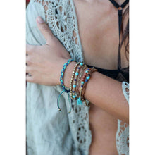Load image into Gallery viewer, Turquoise Stackable Suede Bracelet | Mixed Beads &amp; Natural Stone Bohemian Style Fashion Jewelry