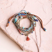 Load image into Gallery viewer, Turquoise Stackable Suede Bracelet | Mixed Beads &amp; Natural Stone Bohemian Style Fashion Jewelry