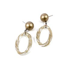 Load image into Gallery viewer, Gold Wash Clear Twisted Rope Donut Drop Earrings