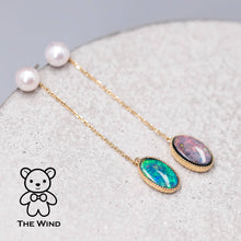 Load image into Gallery viewer, Two Ways Akoya Pearl Stud Earrings &amp; Australian Black Opal Drop Earrings 18K Yellow Gold