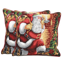 Load image into Gallery viewer, Tache Festive Santa Down the Chimney Tapestry Throw Pillow Cover (DB11533CC)