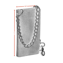Load image into Gallery viewer, BWC233 DISTRESSED BROWN LEATHER LONG TRI-FOLD BIKER WALLET