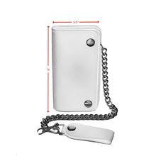 Load image into Gallery viewer, BWC237 Black Leather Long Bi-Fold Biker Chain Wallet