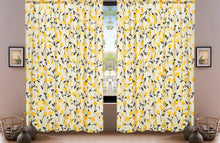 Load image into Gallery viewer, DaDa Bedding Set of 2 Botanical Floral Window Curtain Panels - Natural Semi Sheer Yellow Fleur Golden Orange Spring Time Tulips Straight Tailored Edge