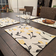 Load image into Gallery viewer, DaDa Bedding Set of 4-Pieces Sunshine Yellow Fleur Spring Tapestry Dining Table Placemats 13” x 19” (18112)
