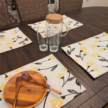 Load image into Gallery viewer, DaDa Bedding Set of 4-Pieces Sunshine Yellow Fleur Spring Tapestry Dining Table Placemats 13” x 19” (18112)