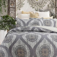 Load image into Gallery viewer, DaDa Bedding Rustic Grey Mosaic Distressed Medallion Reversible Quilted Bedspread Set (SD16299)