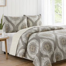 Load image into Gallery viewer, DaDa Bedding Rustic Grey Mosaic Distressed Medallion Reversible Quilted Bedspread Set (SD16299)