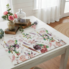 Load image into Gallery viewer, DaDa Bedding Set of 4-Pieces Sweet Love Notes Pink Floral Tapestry Dining Table Placemats 13” x 19”