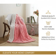 Load image into Gallery viewer, DaDa Bedding Luxury Blossom Pink Rose Buds Pink Sherpa Backside Faux Fur Throw Blanket (BL-171752)