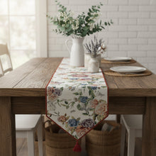 Load image into Gallery viewer, DaDa Bedding Vintage Romantic Roses Lovely Pink Floral Woven Tapestry Dining Table Runner (879)