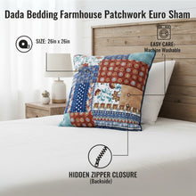 Load image into Gallery viewer, DaDa Bedding Bohemian Vibes Patchwork Floral Euro Pillow Sham Cover, 26" x 26" (JHW878)