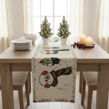 Load image into Gallery viewer, DaDa Bedding Magical Snowman Holiday Woven Tapestry Dining Table Runner (9733)