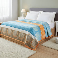 Load image into Gallery viewer, DaDa Bedding Papaya Beach Orange &amp; Blue Reversible Soft Fleece Flannel Throw Blanket (XY9841)
