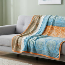 Load image into Gallery viewer, DaDa Bedding Papaya Beach Orange &amp; Blue Reversible Soft Fleece Flannel Throw Blanket (XY9841)