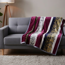 Load image into Gallery viewer, DaDa Bedding Botanical Floral Striped Carnations Mink Flannel Fleece Throw Blanket (XY9829)