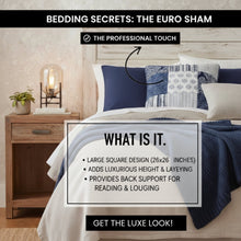 Load image into Gallery viewer, DaDa Bedding Patchwork Denim Blue Elegance Bohemian Euro Sham - 26” x 26&quot; - 1PC (JHW660)