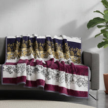 Load image into Gallery viewer, DaDa Bedding Botanical Floral Striped Carnations Mink Flannel Fleece Throw Blanket (XY9829)