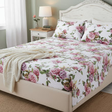 Load image into Gallery viewer, DaDa Bedding Romantic Roses Lovely Spring Pink Floral Garden Fitted &amp; Flat Bed Sheet Set w/ Pillow Cases (JHW879)