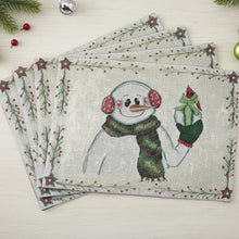 Load image into Gallery viewer, DaDa Bedding Set of 4-Pieces Magical Snowman Holiday Tapestry Placemats 13” x 19” (9733)