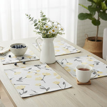 Load image into Gallery viewer, DaDa Bedding Set of 4-Pieces Sunshine Yellow Fleur Spring Tapestry Dining Table Placemats 13” x 19” (18112)