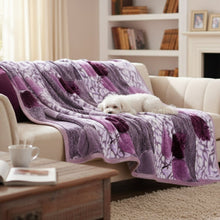 Load image into Gallery viewer, DaDa Bedding Orchid Blossoms Striped Floral Lavender Plush Fleece Flannel Throw Blanket (XY9833)