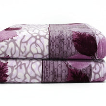 Load image into Gallery viewer, DaDa Bedding Orchid Blossoms Striped Floral Lavender Plush Fleece Flannel Throw Blanket (XY9833)