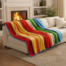 Load image into Gallery viewer, DaDa Bedding Colorful Striped Rainbow Reversible Plush Luxe Flannel Fleece Throw Blanket (XY9867)