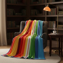 Load image into Gallery viewer, DaDa Bedding Colorful Striped Rainbow Reversible Plush Luxe Flannel Fleece Throw Blanket (XY9867)